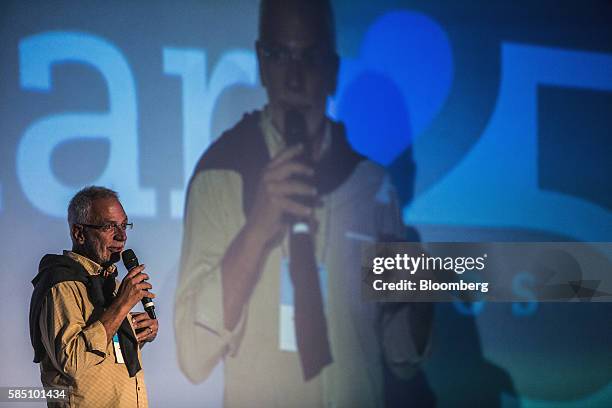 Brazilian billionaire Marcel Herrmann Telles, co-founder of Fundacao Estudar, speaks during an event for the nonprofit organization's 25th...