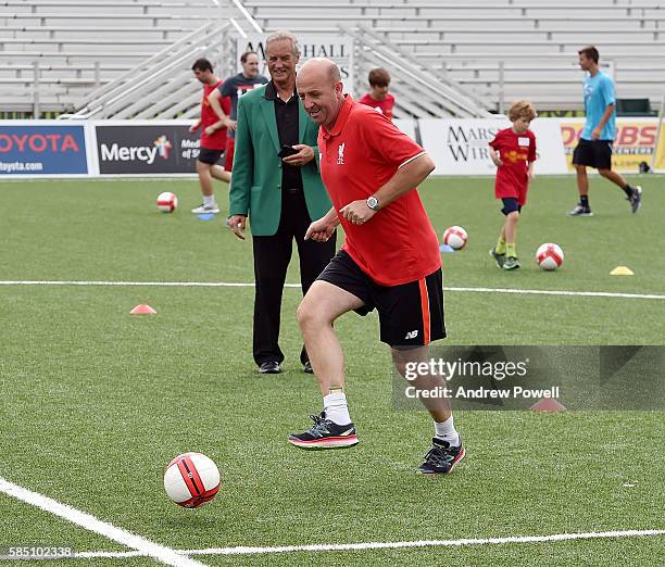 Gary Mcallister ambassador of Liverpool during a Foundation Spensa Community Soccer Clinic at St Louis Park on August 1, 2016 in Fenton, Missouri.