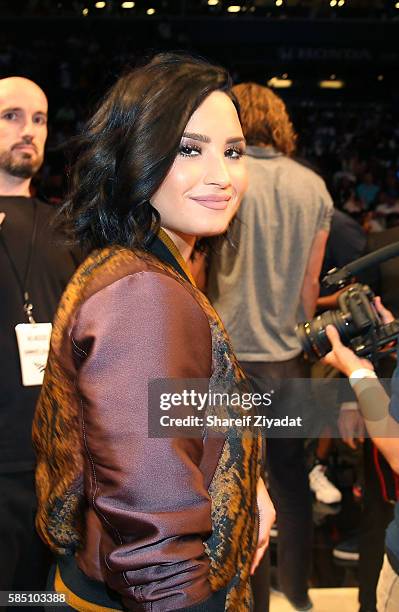 Demi Lovato attends 2016 Roc Nation Summer Classic Charity Basketball Tournament at Barclays Center of Brooklyn on July 21, 2016 in New York City.