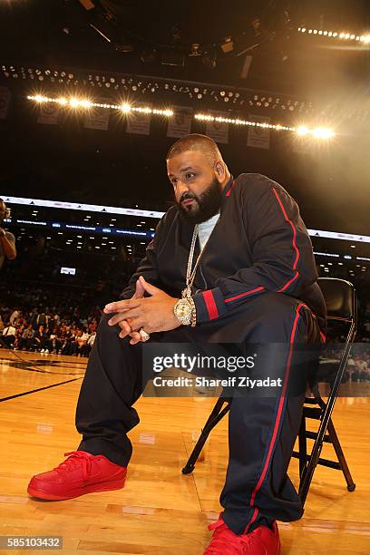 Dj Khaled attends 2016 Roc Nation Summer Classic Charity Basketball Tournament at Barclays Center of Brooklyn on July 21, 2016 in New York City.