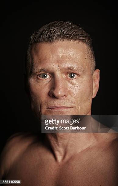 Danny 'The Green Machine' Green poses during the official weigh in at Crown Resorts on August 2, 2016 in Melbourne, Australia. Danny Green will fight...