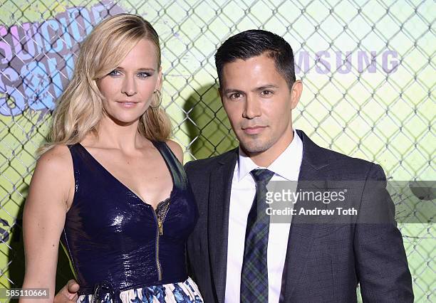 Daniella Deutscher and Jay Hernandez attend the "Suicide Squad" World Premiere at The Beacon Theatre on August 1, 2016 in New York City.