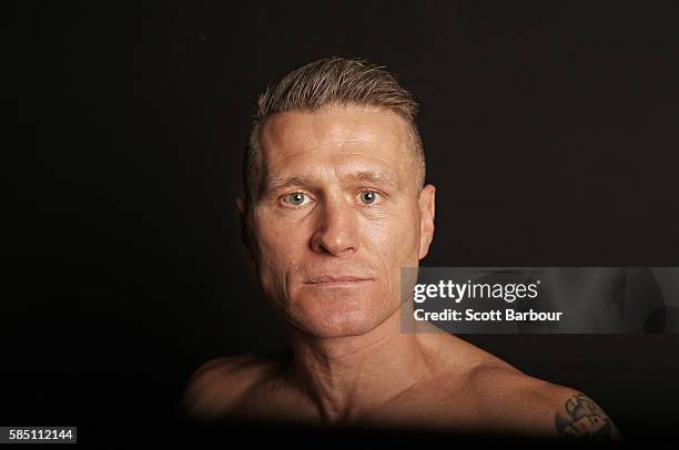 Danny 'The Green Machine' Green poses during the official weigh in at Crown Resorts on August 2, 2016 in Melbourne, Australia. Danny Green will fight...