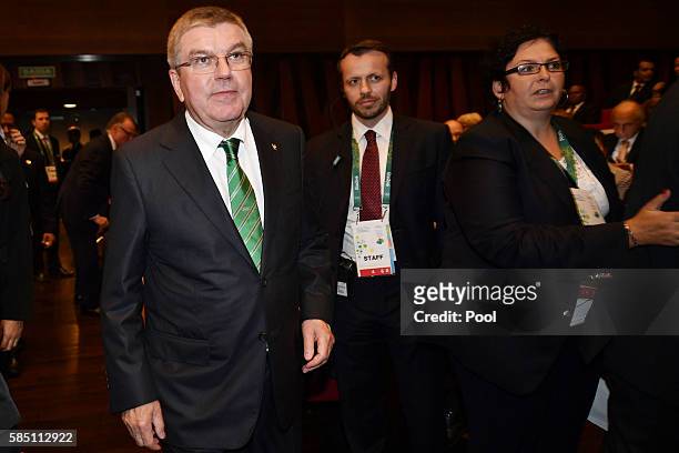 International Olympic Committee President Thomas Bach arrives at the opening ceremony of the 129th International Olympic Committee session, in Rio de...