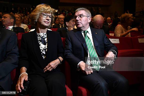 International Olympic Committee President Thomas Bach and his wife Claudia Bach attend the opening ceremony of the 129th International Olympic...
