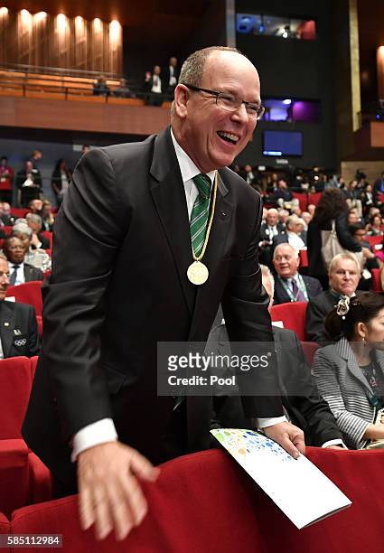 Prince Albert II of Monaco arrives at the opening ceremony of the 129th International Olympic Committee session, in Rio de Janeiro on August 1 ahead...