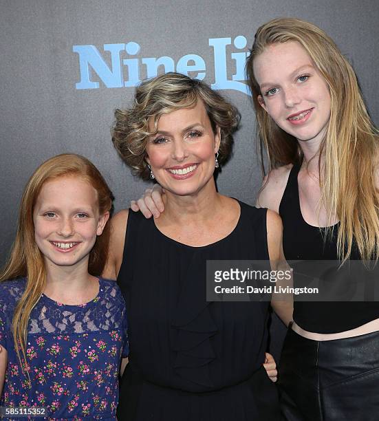 Actress Melora Hardin and daughters Piper Quincey Jackson and Rory Jackson attend the premiere of EuropaCorp's "Nine Lives" at the TCL Chinese...