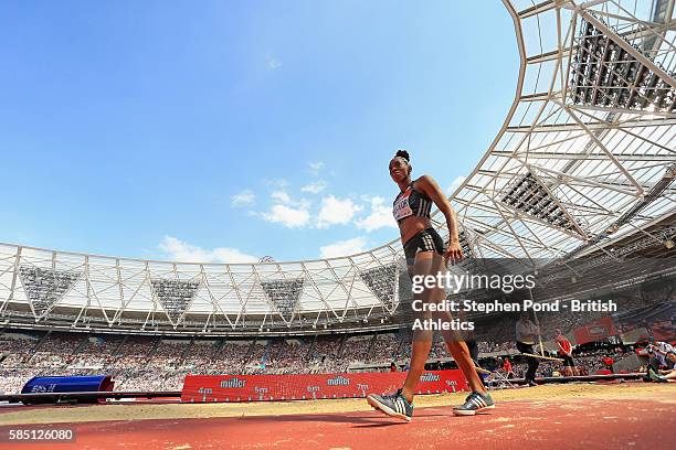 Shara Proctor of Great Britain in action in the Long Jump during day two of the Muller Anniversary Games at The Stadium - Queen Elizabeth Olympic...