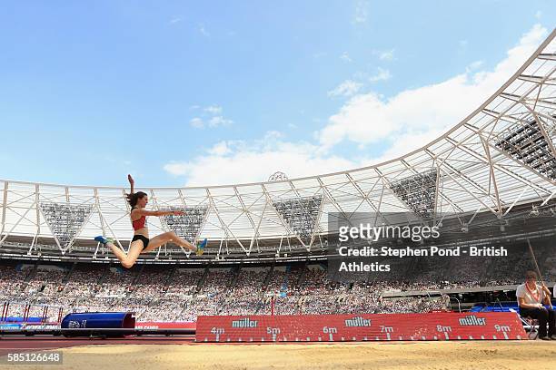 Alina Rotaru of Romania in action in the Women's Long Jump during day two of the Muller Anniversary Games at The Stadium - Queen Elizabeth Olympic...