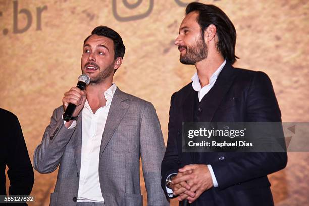 Jack Huston and Rodrigo Santoro attend the Brazil Premiere of the Paramount Pictures film "Ben-Hur" on August 1, 2016 at Cinepolis JK in Sao Paulo,...