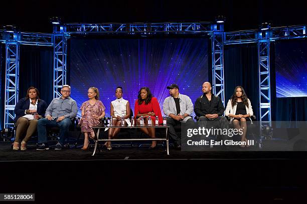 Panelist VP Corporate & Brand Development El Rey Network Theresa Vargas Wyatt, Showrunner Carlos Coto, Director Victoria Mahoney, Actress Tichina...