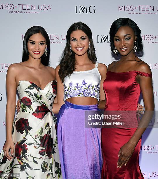 Miss Universe 2015 Pia Alonzo Wurtzbach, Miss Teen USA 2015 Katherine Haik, and Miss USA 2016 Deshauna Barber attend the 2016 Miss Teen USA...