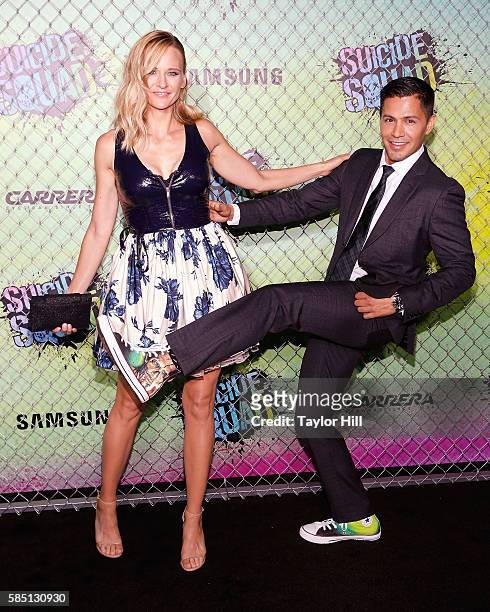 Daniella Deutscher and Jay Hernandez attend the 'Suicide Squad' World Premiere at The Beacon Theatre on August 1, 2016 in New York City.