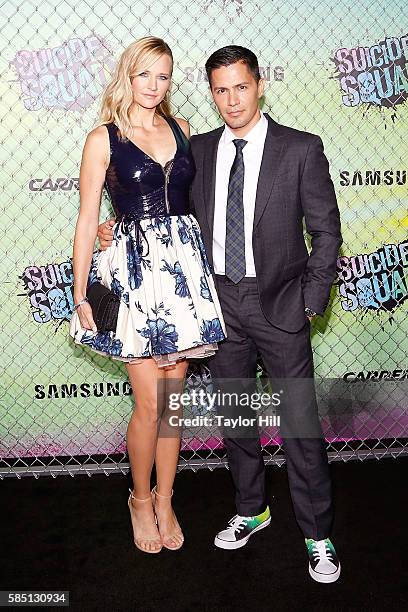 Daniella Deutscher and Jay Hernandez attend the 'Suicide Squad' World Premiere at The Beacon Theatre on August 1, 2016 in New York City.