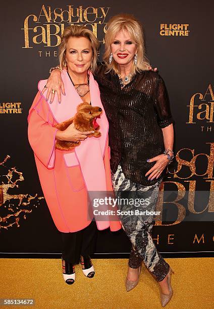 Joanna Lumley and Jennifer Saunders arrive ahead of the Absolutely Fabulous: The Movie Melbourne premiere at Village Cinemas Crown on August 2, 2016...