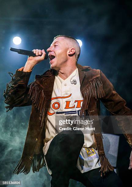 Macklemore & Ryan Lewis perform on stage at Brisbane Entertainment Centre on August 2, 2016 in Brisbane, Australia.