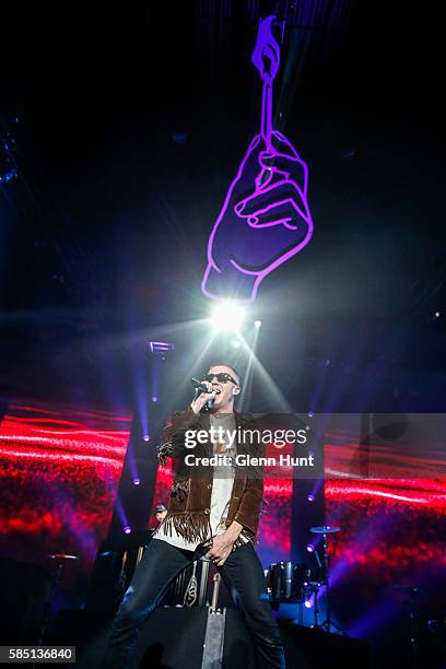 Macklemore & Ryan Lewis perform on stage at Brisbane Entertainment Centre on August 2, 2016 in Brisbane, Australia.