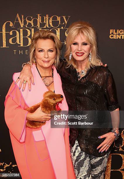 Joanna Lumley and Jennifer Saunders arrive ahead of the Absolutely Fabulous: The Movie Melbourne premiere at Village Cinemas Crown on August 2, 2016...