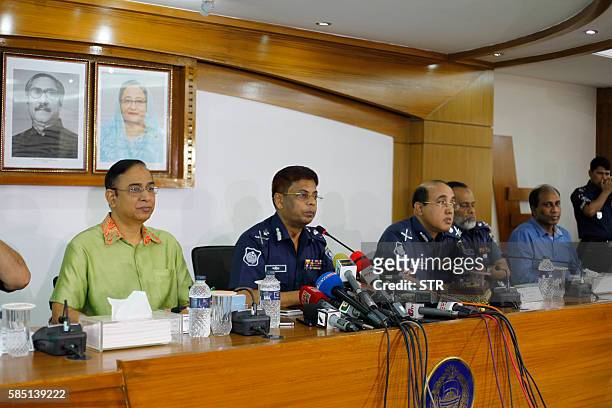 Bangladesh police chief A.K.M Shahidul Hoque speaks during a press conference in Dhaka on August 2, 2016. Bangladesh police offered a reward on...