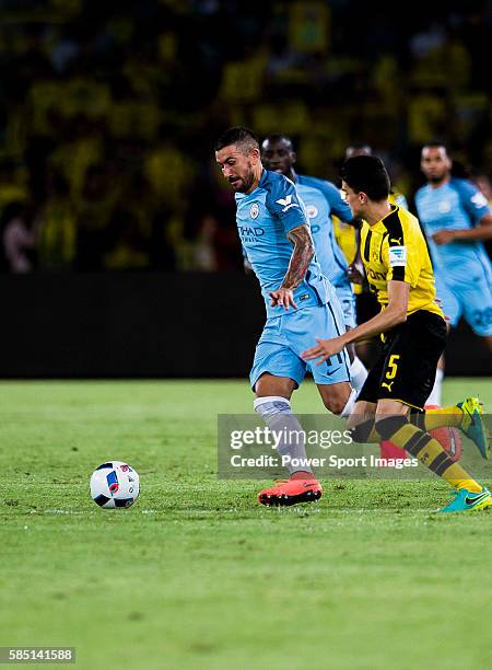 Manchester City defender Aleksandar Kolarov during an attack of City against Borussia Dortmund at the 2016 International Champions Cup China match at...