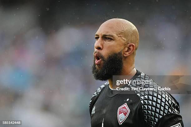 July 30: Goalkeeper Tim Howard of Colorado Rapids in action during the NYCFC Vs Colorado Rapids regular season MLS game at Yankee Stadium on July 30,...