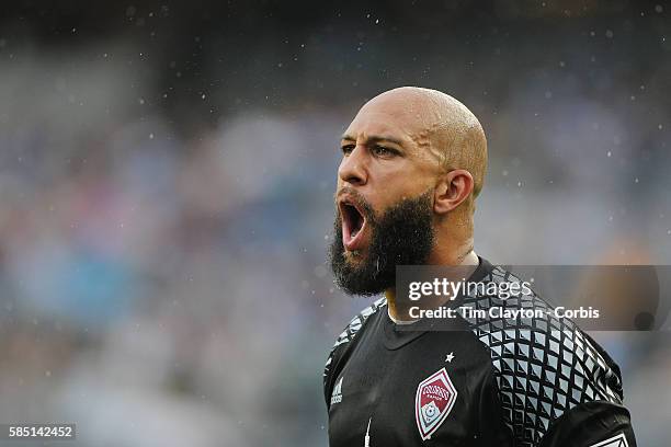 July 30: Goalkeeper Tim Howard of Colorado Rapids in action during the NYCFC Vs Colorado Rapids regular season MLS game at Yankee Stadium on July 30,...