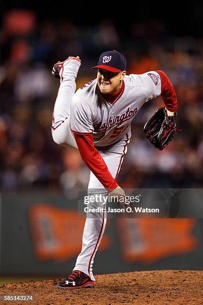 Jonathan Papelbon of the Washington Nationals pitches against the San Francisco Giants during the ninth inning at AT&T Park on July 28, 2016 in San...