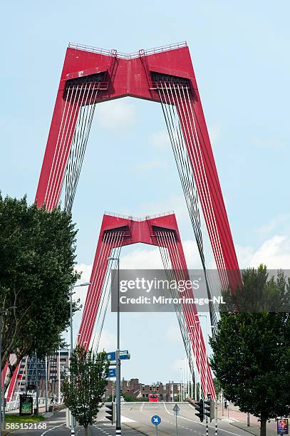 red willemsbrug in rotterdam - erasmusbrug stock pictures, royalty-free photos & images