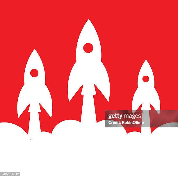 red start up rockets icon - missile launch stock illustrations