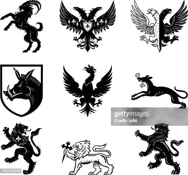 heraldry designs - black goat stock illustrations