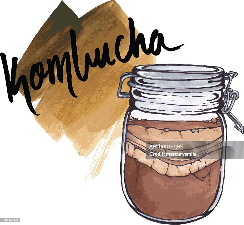Kombucha tea with scoby