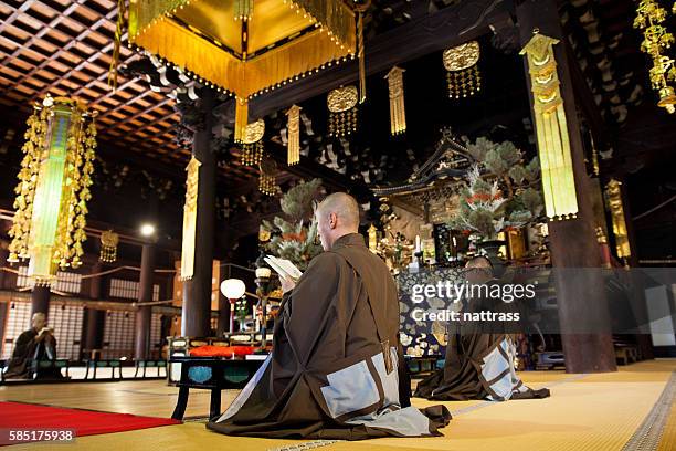 japanese monks praying and chanting - apostle of solitude stock pictures, royalty-free photos & images