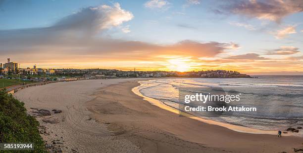 panoramic view of bondi beach in sydney. - bondi beach stockfoto's en -beelden