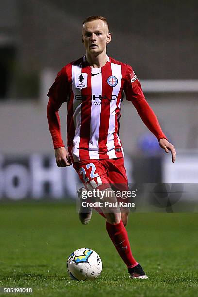 Jack Clisby of Melbourne City looks to pass the ball during the FFA Cup Round of 32 match between Floreat Athena and Melbourne City FC at Dorrien...