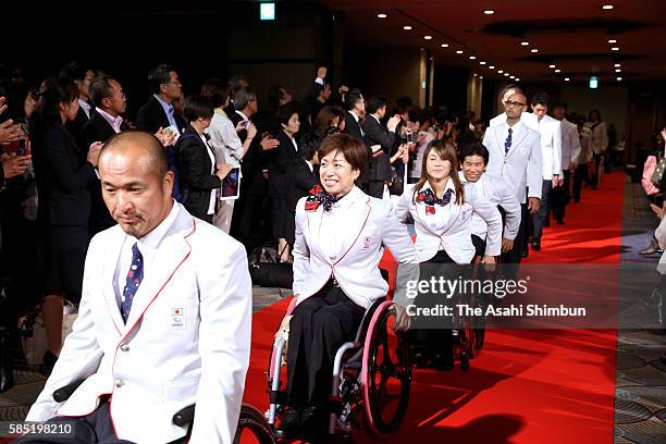 Wakako Tsuchida is seen during the Rio de Janeiro Paralympic Games Japan Team Sending-Off Ceremony on August 2, 2016 in Tokyo, Japan.