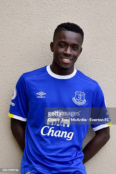 New Everton signing Idrissa Gueye poses for a photo at Finch Farm on August 2, 2016 in Halewood, England.