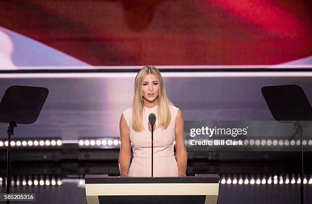 Ivanka Trump introduces her father GOP nominee Donald Trump for his acceptance speech at the 2016 Republican National Convention in Cleveland, Ohio...