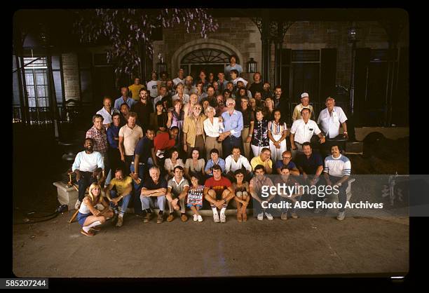 Miniseries - Behind-the-Scenes Cast and Crew Gallery - Airdate: March 27 through 30, 1983. BARBARA STANWYCK FLANKED BY PRODUCER DAVID L. WOLPER AND...