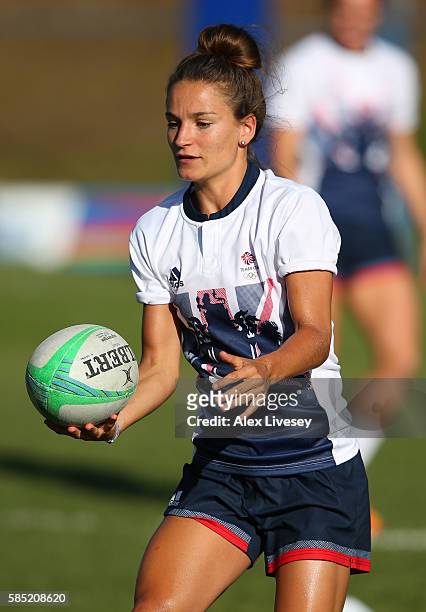 Jasmine Joyce in action during the Great Britain Rugby 7's training session at Cruzeiro FC on August 1, 2016 in Belo Horizonte, Brazil.