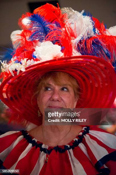 Betsy Wilson, of Lake Of The Woods, Virginia, and a supporter of republican presidential nominee Donald Trump, answers a reporters' question prior to...