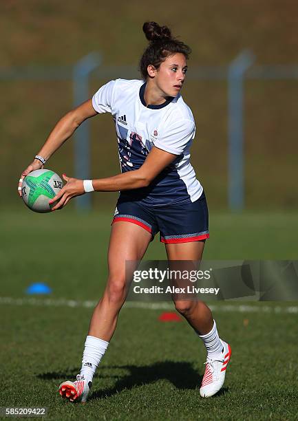 Abbie Brown in action during the Great Britain Rugby 7's training session at Cruzeiro FC on August 1, 2016 in Belo Horizonte, Brazil.