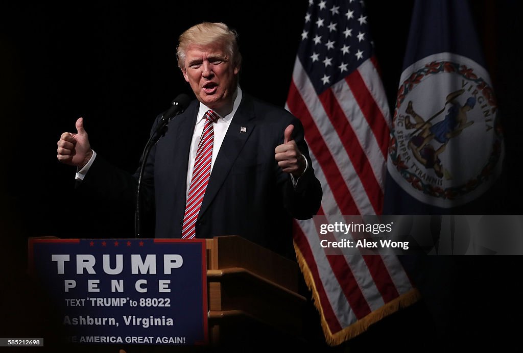 Republican Presidential Candidate Donald Holds Rally In Ashburn, Virginia