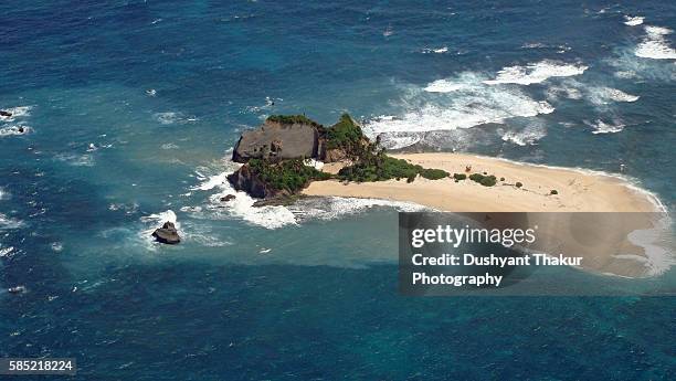 aerial view of a small tropical island beach andamans - andaman sea stock pictures, royalty-free photos & images