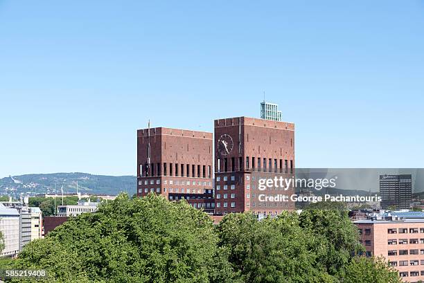 oslo city hall - vigeland sculpture park stock pictures, royalty-free photos & images