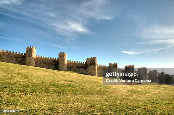 walls of ávila in central spain - fortified wall stock pictures, royalty-free photos & images