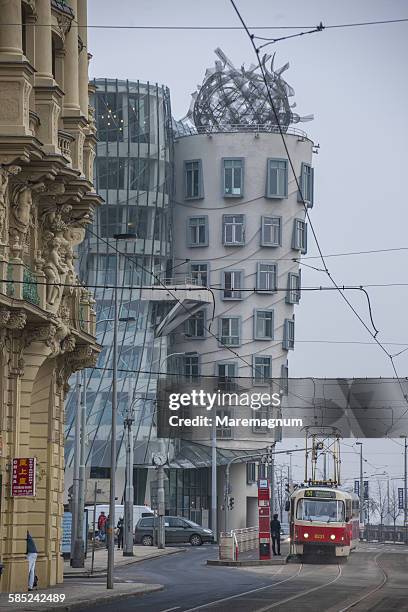 the swinging house by richard ghery - prague tram stock pictures, royalty-free photos & images