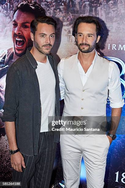 Jack Huston and Rodrigo Santoro attends the Photocall and Press Conference for the Brazil Premiere of the Paramount Pictures title "Ben-Hur," on...