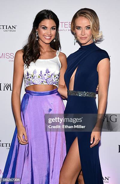 Miss Teen USA 2015 Katherine Haik and Miss USA 2015 Olivia Jordan attend the 2016 Miss Teen USA Competition at The Venetian Las Vegas on July 30,...