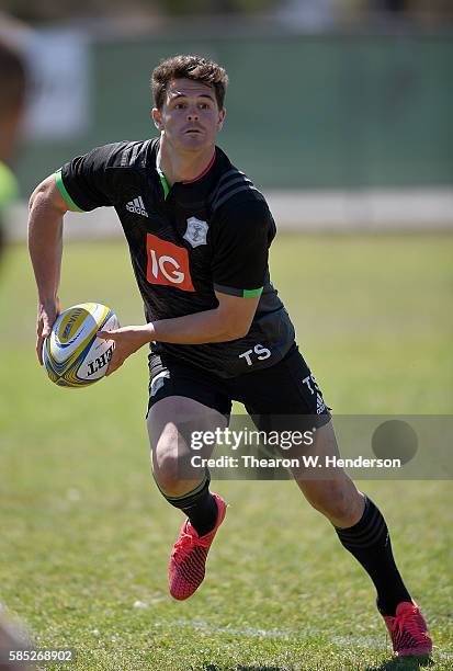 Tim Swiel fly-half/full back of Harlequins passes the ball during a team practice at San Francisco Golden Gate RFC on August 2, 2016 in San...