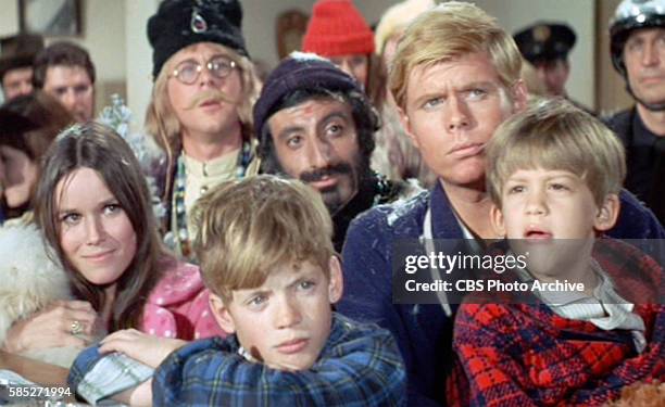 Theatrical movie originally released August 7, 1968. In the police station, pictured left to right, Barbara Hershey , William Christopher , Jimmy...